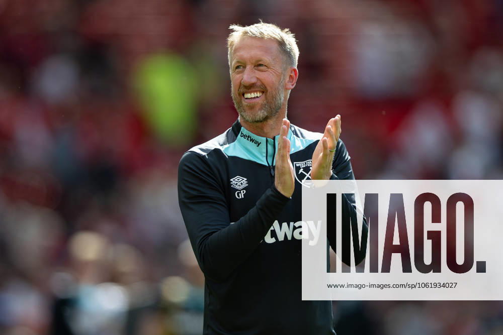 Manchester United, ManU FC v West Ham United FC West Ham United manager Graham Potter celebrates after the Manchester United FC v West Ham United FC English Premier League match at Old Trafford, Manchester, England, United Kingdom on 11 May 2025 Credit: Ian Stephen Every Second Media Editorial use only. All images are copyright Every Second Media Limited. No images may be reproduced without prior permission. All rights reserved. Premier League and Football League images are subject to licensing agreements with Football DataCo Limited. see https: www.football-dataco.com