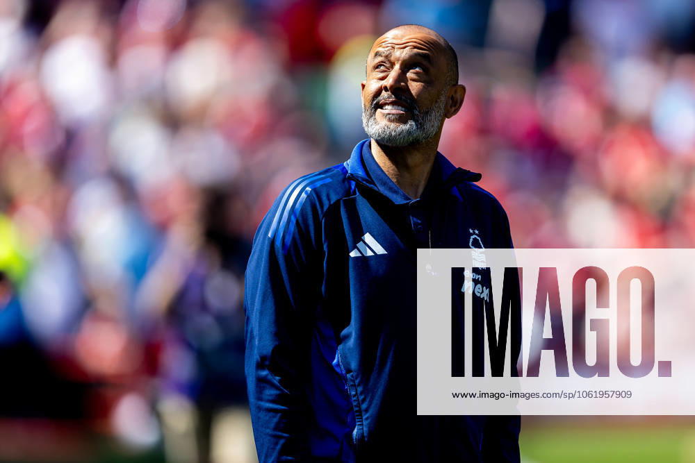 Nottingham Forest v Leicester City Premier League 11 05 2025. Nottingham Forest Head Coach Nuno Espirito Santo looks skywards before the Premier League match between Nottingham Forest and Leicester City at the City Ground, Nottingham, England on 11 May 2025. Nottingham City Ground Nottinghamshire England Editorial use only DataCo restrictions apply See www.football-dataco.com ,
