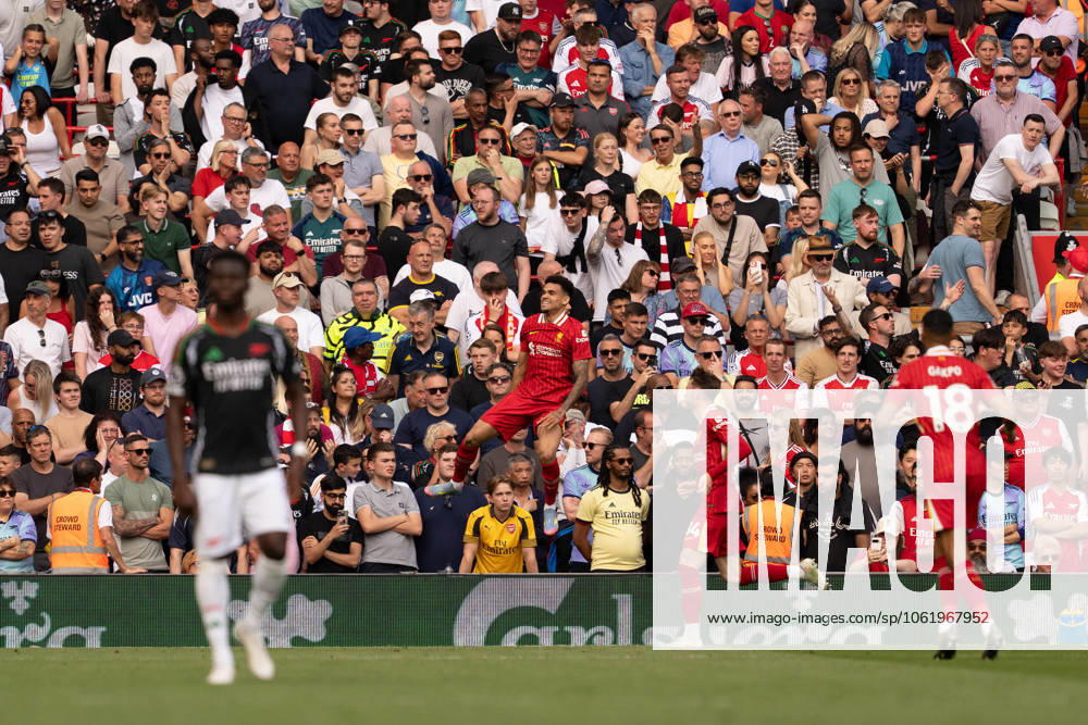 Liverpool FC v Arsenal FC - Premier League Liverpool s Luis Diaz celebrates after scoring their second goal during the Premier League match between Liverpool and Arsenal at Anfield in Liverpool, England, on May 11, 2025. Liverpool Merseyside United Kingdom