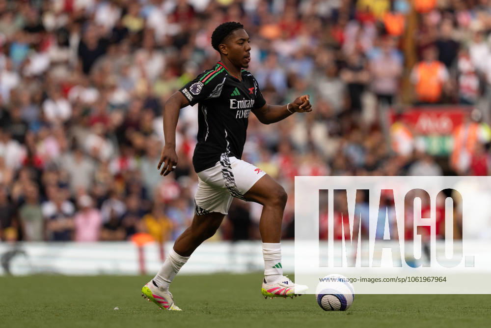 Liverpool FC v Arsenal FC - Premier League Arsenal s Myles Lewis-Skelly is in action during the Premier League match between Liverpool and Arsenal at Anfield in Liverpool, England, on May 11, 2025. Liverpool Merseyside United Kingdom