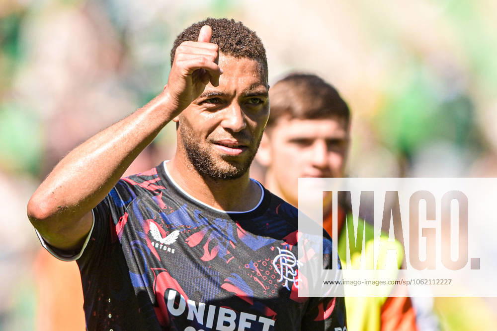 Hibernian v Rangers William Hill Premiership Cyriel Dessers of Rangers thanks fans during the William Hill Premiership match at Easter Road, Edinburgh UK Newspapers OUT