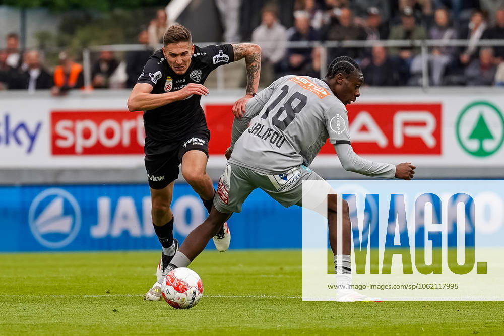 Football Austrian Bundesliga 2024 2025 Matchday 31, 17 05 2025 , SCR Altach vs SK Austria Klagenfurt CASHPOINT Arena Altach, Austria Sandro Ingolitsch SCR Altach , Dikeni Salifou Austria¯Klagenfurt