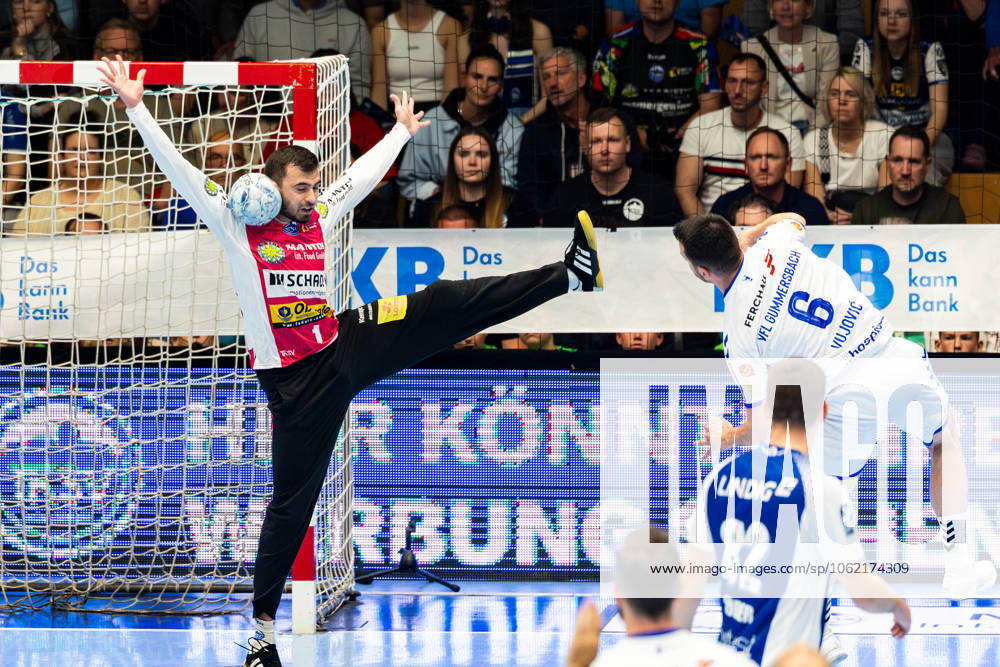 GER, Handball, Men, Season 24 25, 1 Daikin Handball Bundesliga, Matchday 30, ThSV Eisenach VfL Gummersbach Matija Spikic ThSV Eisenach,1 Milos Vujovic VfL Gummersbach 99817 Eisenach Werner Assmann Halle Am Sportp Thueringen Germany