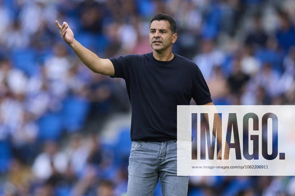 Real Sociead v Girona FC - LaLiga EA Sports Miguel Angel Sanchez Munoz Michel head coach of Girona FC reacts during the LaLiga EA Sports match between Real Sociedad and Girona FC at Reale Arena on May 18, 2025, in San Sebastian, Spain. San Sebastian Reale Arena Basque Country Spain RL_RSOvGFC_000013