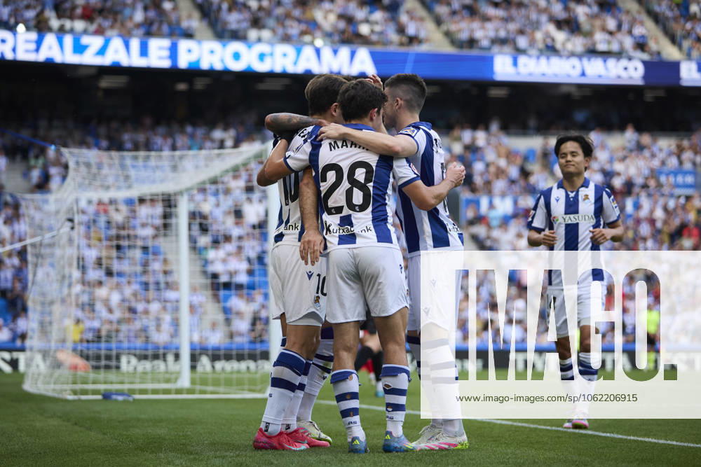 Real Sociead v Girona FC - LaLiga EA Sports Mikel Oyarzabal of Real Sociedad celebrates after scoring goal during the LaLiga EA Sports match between Real Sociedad and Girona FC at Reale Arena on May 18, 2025, in San Sebastian, Spain. San Sebastian Reale Arena Basque Country Spain RL_RSOvGFC_000015