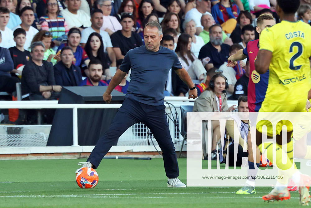 FC Barcelona, Barca v Villarreal CF - La Liga EA Sports Hansi Flick coaches during the match between FC Barcelona and Villarreal CF, corresponding to week 37 of LaLiga EA Sports, at the Olympic Stadium Lluis Companys in Barcelona, Spain, on May 18, 2025. Barcelona Barcelona Spain