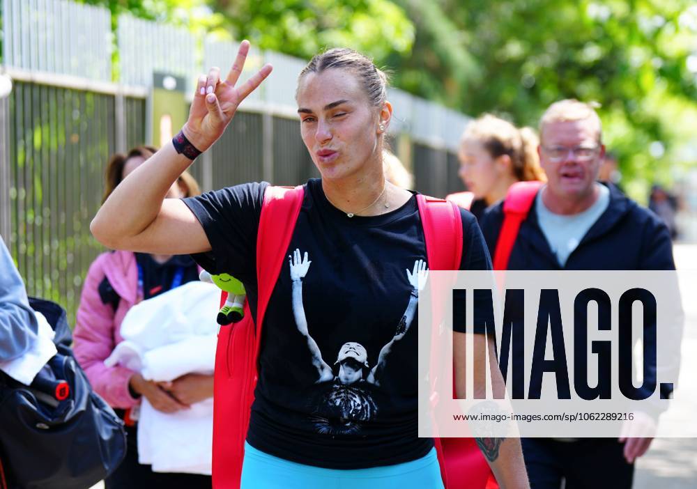 A relaxed Aryna Sabalenka poses for a photo after practice French Open Tennis, Thursday Previews, Qualifying and Practice, Tennis, Roland Garros, Paris, France