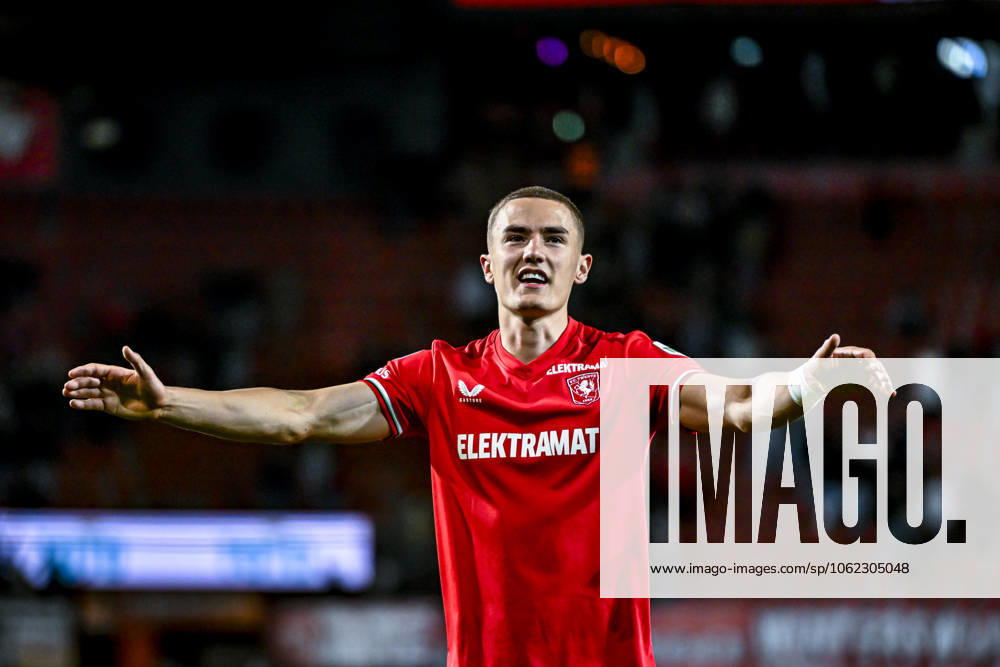 FC Twente defender Gustaf Lagerbielke, during the match Twente NEC play off at the Grolsch Veste stadium for the Dutch Eredivisie play off season 2024 2025 in ENSCHEDE, Netherlands on 22 may 2025, photo by Stefan Koops EYE4images DeFodi Images