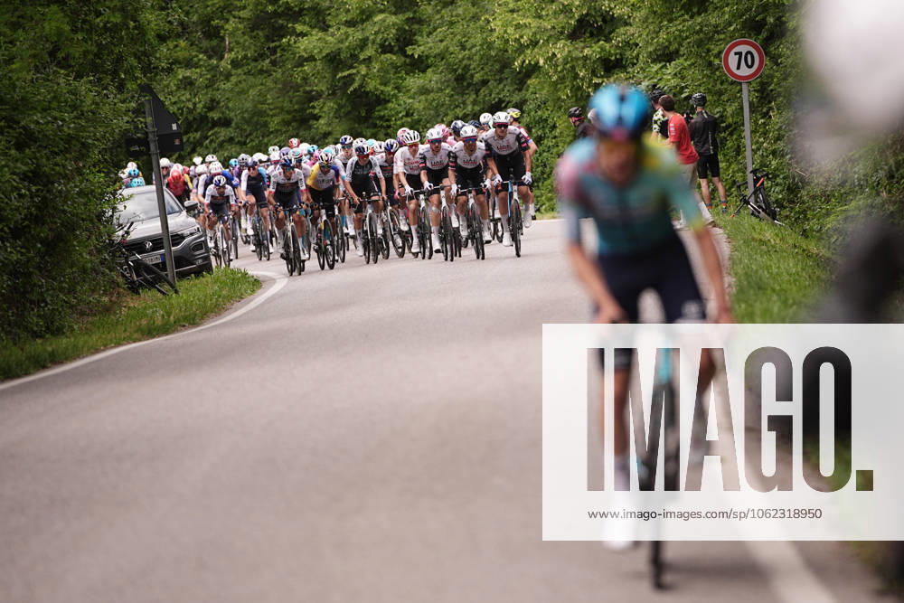 The pack rides behind Scaroni Christian of Xds Astana Team during the stage 13 of the Giro dItalia from Rovigo to Vicenza, Italy - Friday, May 23, 2025. - cycling.