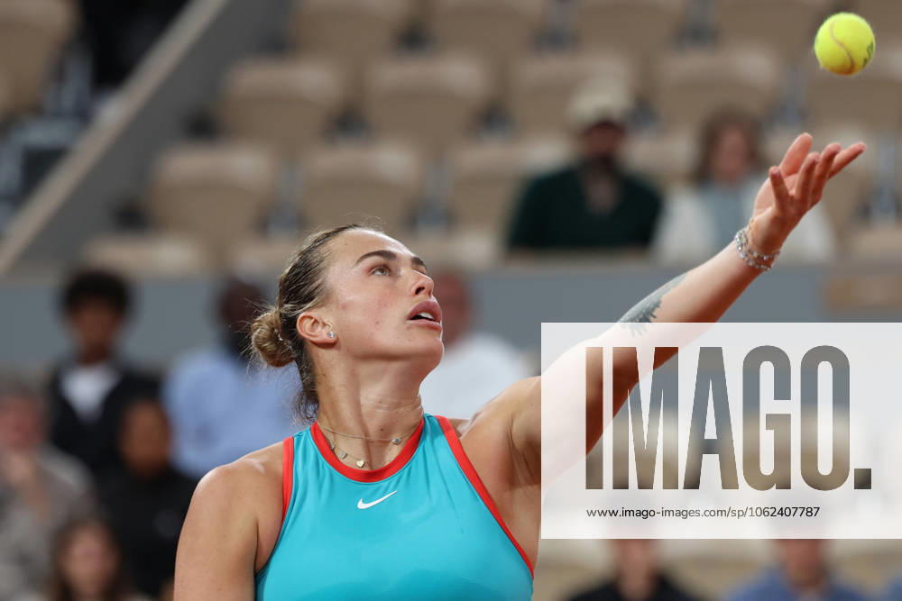 ARYNA SABALENKA during the match against Kamilla Rakhimova in the first round of French Open 2025 at Roland Garros in Paris. Sabalenka won 6:1, 6:0 Paris France - ZUMAc278 20250525_zsp_c278_004