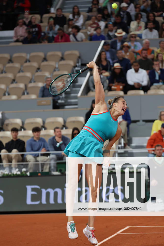ARYNA SABALENKA during the match against Kamilla Rakhimova in the first round of French Open 2025 at Roland Garros in Paris. Sabalenka won 6:1, 6:0 Paris France - ZUMAc278 20250525_zsp_c278_006