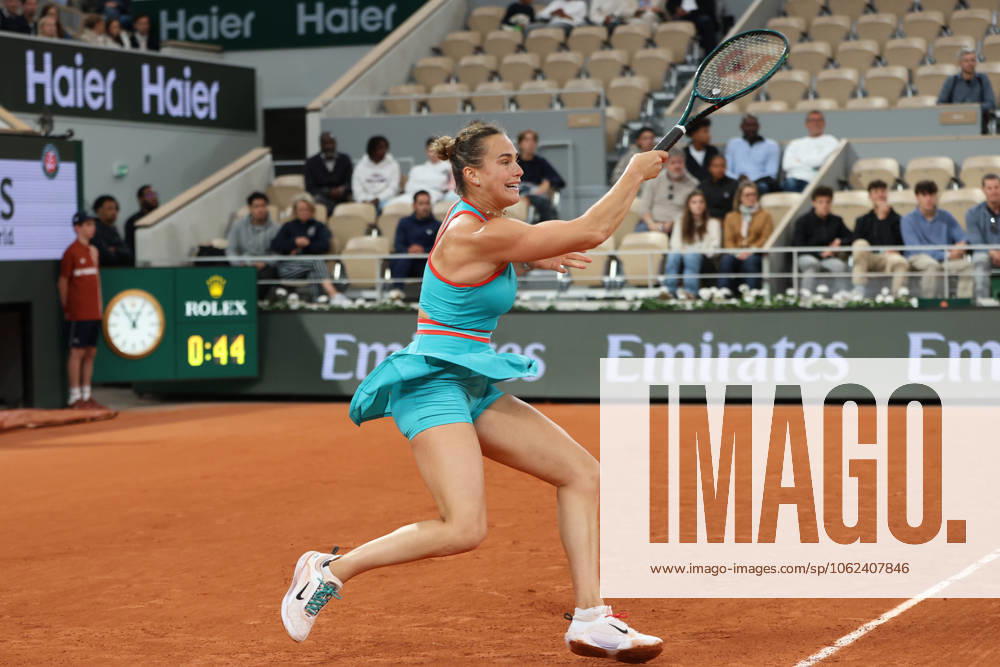 ARYNA SABALENKA during the match against Kamilla Rakhimova in the first round of French Open 2025 at Roland Garros in Paris. Sabalenka won 6:1, 6:0 Paris France - ZUMAc278 20250525_zsp_c278_011
