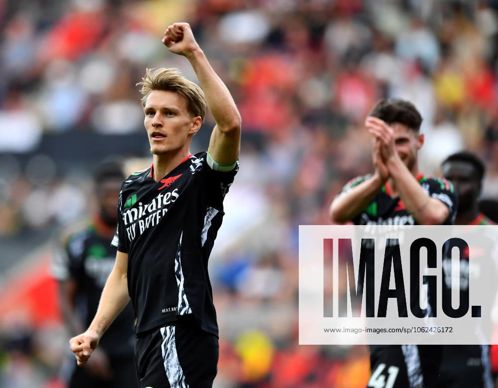 Southampton v Arsenal, Premier League, Football, St. Marys Stadium, Southampton, Hampshire, UK - 25 May 2025 Martin Odegaard of Arsenal celebrates scoring his teams second goal making the score 1-2 Southampton St Marys Stadium Hampshire GBR, UK NEWSPAPERS OUT