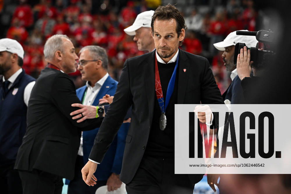 STOCKHOLM, SWEDEN MAY 25 head coach Patrick Fischer of Switzerland after losing the game during the 2025 Ice Hockey World Championship gold medal dispute match between Switzerland and USA at Avicii Arena on May 25, 2025 in Stockholm, Sweden Stockholm Avicii Arena Sweden