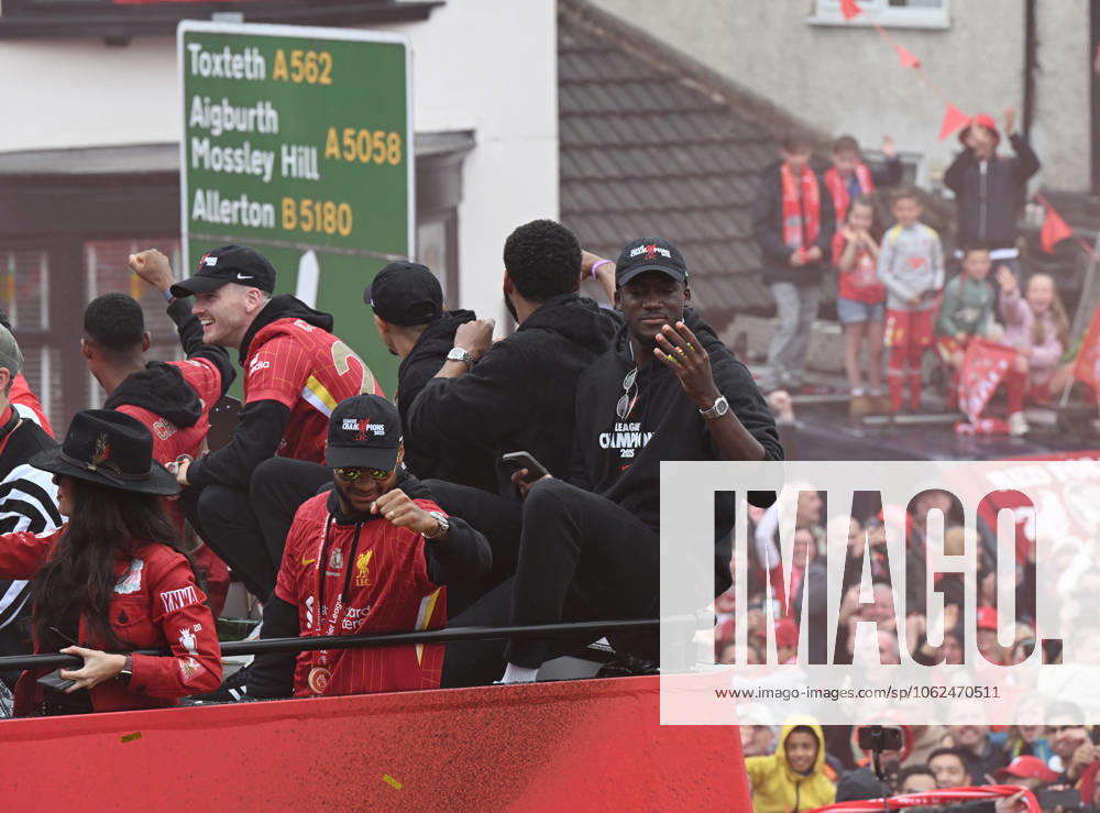 Liverpool, England, 26th May 2025. Ibrahima Konate of Liverpool right during their open top bus parade to celebrate winning the English Premier League. Picture date: 26th May 2025. Picture credit should read: Cody Froggatt Sportimage . SPI_014_CF_Liverpool_Parade SPI-3961-0014