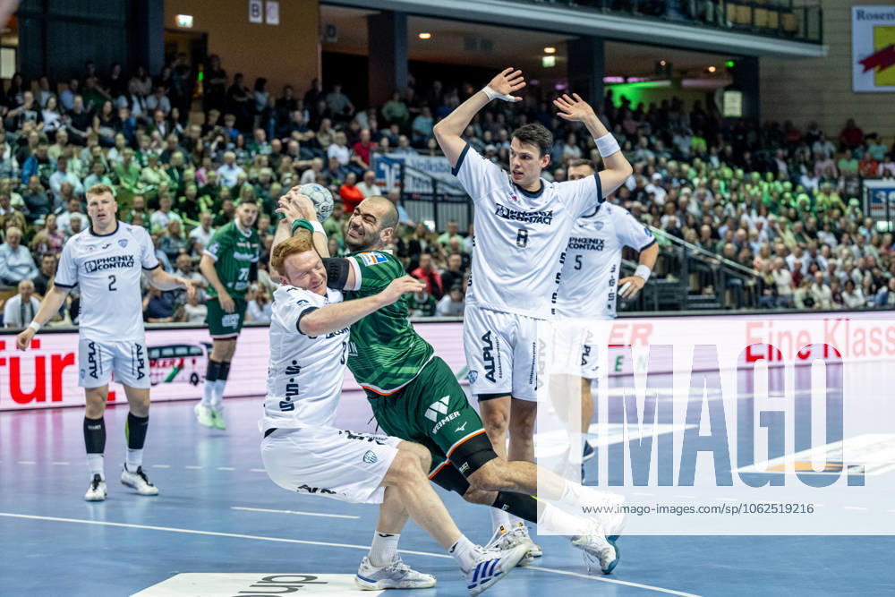 Handball Bundesliga HSG Wetzlar TBV Lemgo Lippe, 28 05 25 Vladimir Vranjes HSG Wetzlar, 14 , Frederik Simak TBV Lemgo Lippe, 8 , Nicolai Theilinger TBV Lemgo Lippe, 3 , Jan Brosch TBV Lemgo Lippe, 5 , Lukas Hutecek TBV Lemgo Lippe, 2 Handball Bundesliga HSG Wetzlar TBV Lemgo Lippe Wetzlar, 28 05 25