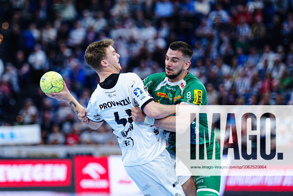 Emil Wernsdorf Madsen THW Kiel, 45 , Luka Rogan SC DHfK Leipzig, 33 GER, THW Kiel vs SC DHfK Leipzig, Handball, Bundesliga, Matchday, 31, Season 2024 2025, 28 05 2025 GER, THW Kiel vs SC DHfK Leipzig, Handball, Bundesliga, Matchday, 31, Season 2024 2025, 28 05 2025 Kiel