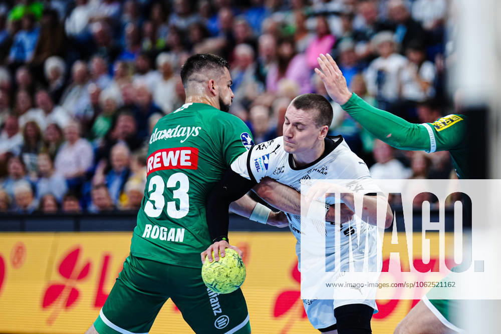 Luka Rogan SC DHfK Leipzig, 33 , Elias Ellefsen a Skipagotu THW Kiel, 71 GER, THW Kiel vs SC DHfK Leipzig, Handball, Bundesliga, Matchday, 31, Season 2024 2025, 28 05 2025 GER, THW Kiel vs SC DHfK Leipzig, Handball, Bundesliga, Matchday, 31, Season 2024 2025, 28 05 2025 Kiel
