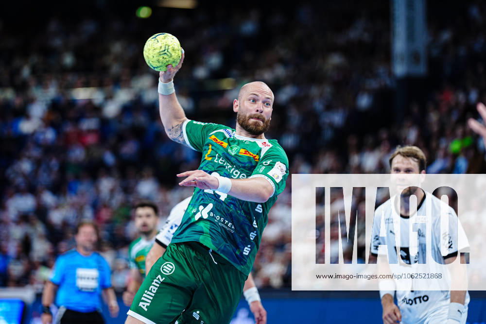 Throw Goal Moritz Preuss SC DHfK Leipzig, 24 GER, THW Kiel vs SC DHfK Leipzig, Handball, Bundesliga, Matchday, 31, Season 2024 2025, 28 05 2025 GER, THW Kiel vs SC DHfK Leipzig, Handball, Bundesliga, Matchday, 31, Season 2024 2025, 28 05 2025 Kiel