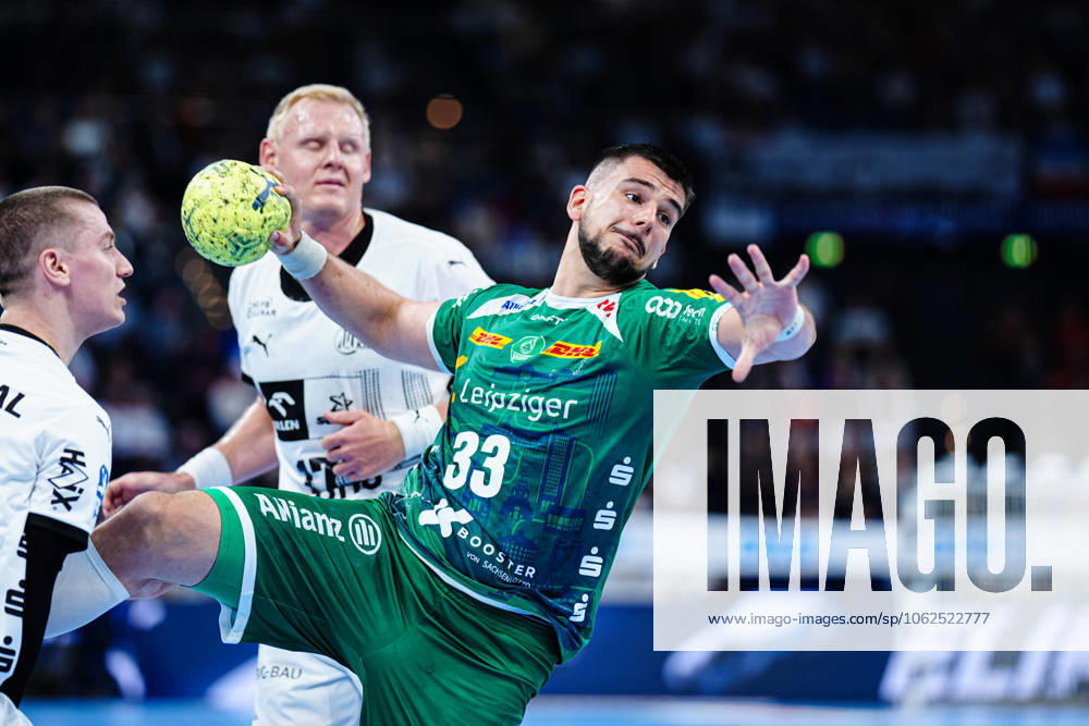 Throw Goal Luka Rogan SC DHfK Leipzig, 33 GER, THW Kiel vs SC DHfK Leipzig, Handball, Bundesliga, Matchday, 31, Season 2024 2025, 28 05 2025 GER, THW Kiel vs SC DHfK Leipzig, Handball, Bundesliga, Matchday, 31, Season 2024 2025, 28 05 2025 Kiel