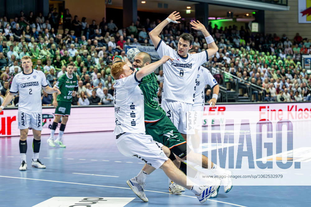 Handball Bundesliga HSG Wetzlar TBV Lemgo Lippe, 28 05 25 Vladimir Vranjes HSG Wetzlar, 14 , Frederik Simak TBV Lemgo Lippe, 8 , Nicolai Theilinger TBV Lemgo Lippe, 3 , Jan Brosch TBV Lemgo Lippe, 5 Handball Bundesliga HSG Wetzlar TBV Lemgo Lippe Wetzlar, 28 05 25