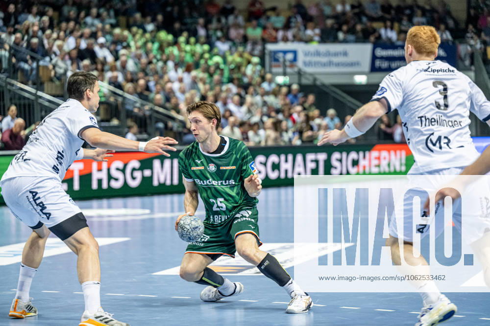 Handball Bundesliga HSG Wetzlar TBV Lemgo Lippe, 28 05 25 Justin Müller HSG Wetzlar, 25 , Frederik Simak TBV Lemgo Lippe, 8 , Nicolai Theilinger TBV Lemgo Lippe, 3 Handball Bundesliga HSG Wetzlar TBV Lemgo Lippe Wetzlar, 28 05 25