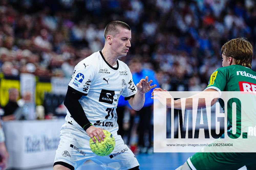 Elias Ellefsen a Skipagotu THW Kiel, 71 GER, THW Kiel vs SC DHfK Leipzig, Handball, Bundesliga, Matchday, 31, Season 2024 2025, 28 05 2025 GER, THW Kiel vs SC DHfK Leipzig, Handball, Bundesliga, Matchday, 31, Season 2024 2025, 28 05 2025 Kiel