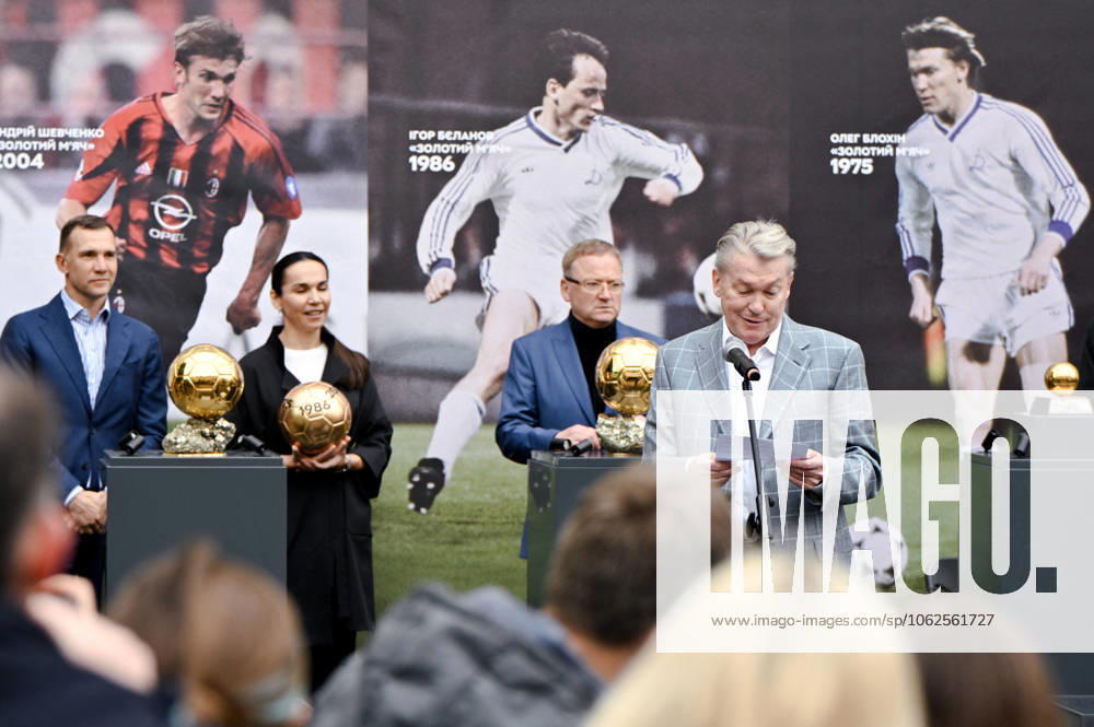 Three Ballons d’Or Won by Ukrainian Footballers Delivered to Lviv The 1975 Footballer of the Year Oleh Blokhin speaks during the presentation of three Ballon d?Or awards won by Ukrainian footballers, Lviv, Ukraine, on 29 May 2025 Photo by Dmytro Anastasiia Ukrinform ABACAPRESS.COM Lviv Ukraine
