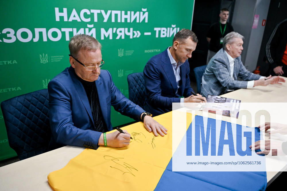 Three Ballons d’Or Won by Ukrainian Footballers Delivered to Lviv The 1986 Footballer of the Year Ihor Belanov, President of the Ukrainian Football Association, 2004 Footballer of the Year Andrii Shevchenko and 1975 Footballer of the Year Oleh Blokhin (L to R) are pictured during an autograph session as part of the presentation of three Ballon d?Or awards won by Ukrainian footballers, Lviv, Ukraine, on May 29, 2025 (Photo by Anastasiia Smolienko Ukrinform) Lviv Ukraine