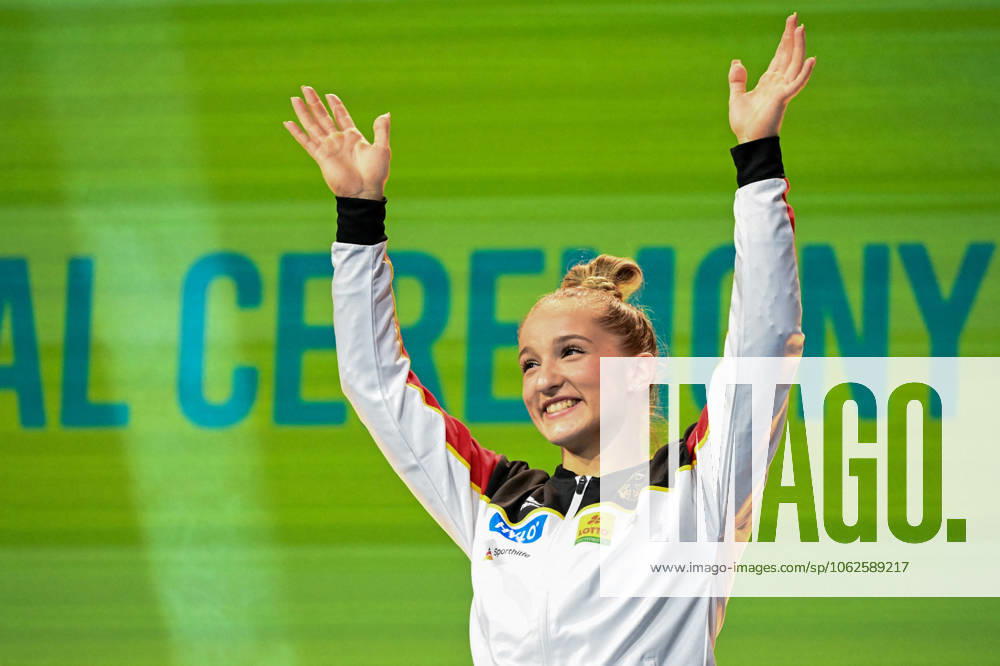 KW22 Bilder des Jahres 2025, Sport 05 Mai ALTRO - Ginnastica - Men s and Women s Artistic Europeans Apparatus Finals day 1 SCHOENMAIER Karina (GER) gold medal VAULT during Men s and Women s Artistic Europeans Apparatus Finals day 1, Gymnastics in Leipzig, Germany, May 30 2025 Leipzig Germany