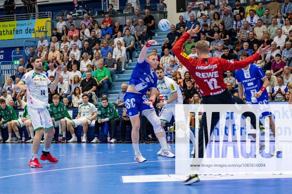 Daikin Handball Bundesliga, VfL Gummersbach SC DHFK Leipzig 31 05 2025 Marko Mami SC DHfK Leipzig 14 , Ellidi Vidarsson VfL Gummersbach, 4 , Kristian Sæveras SC DHfK Leipzig 12 , Daikin Handball Bundesliga, VfL Gummersbach SC DHFK Leipzig 31 05 2025