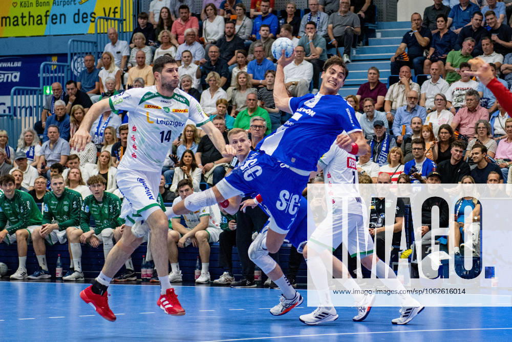 Daikin Handball Bundesliga, VfL Gummersbach SC DHFK Leipzig 31 05 2025 Marko Mami SC DHfK Leipzig 14 , Julian Köster VfL Gummersbach, 7 , Daikin Handball Bundesliga, VfL Gummersbach SC DHFK Leipzig 31 05 2025