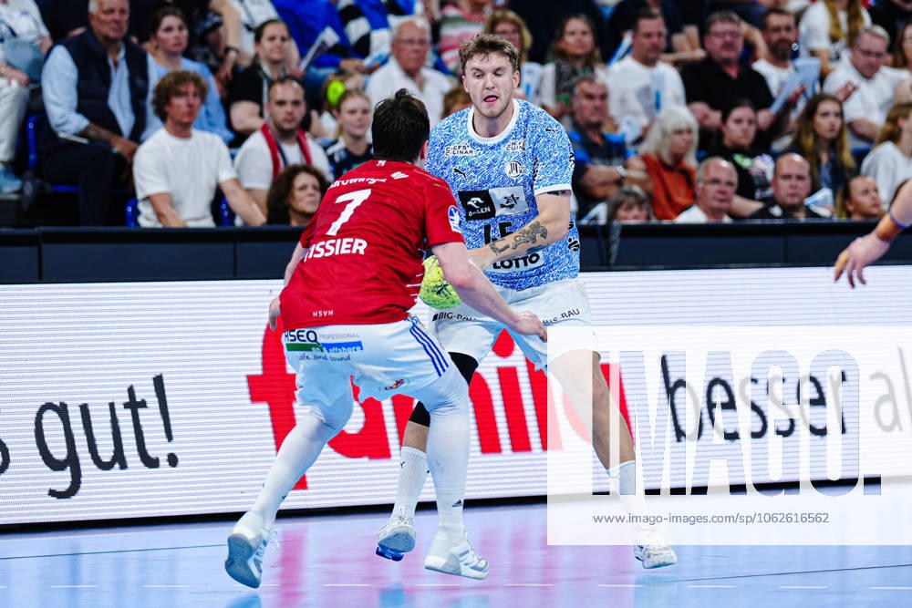Leif Tissier Handball Sport Verein Hamburg, 07 , Emil Wernsdorf Madsen THW Kiel, 45 GER, THW Kiel vs Handball Sport Verein Hamburg, Handball, Bundesliga, Matchday 32, Season 2024 2025, 31 05 2025 GER, THW Kiel vs Handball Sport Verein Hamburg, Handball, Bundesliga, Matchday 32, Season 2024 2025, 31 05 2025 Kiel