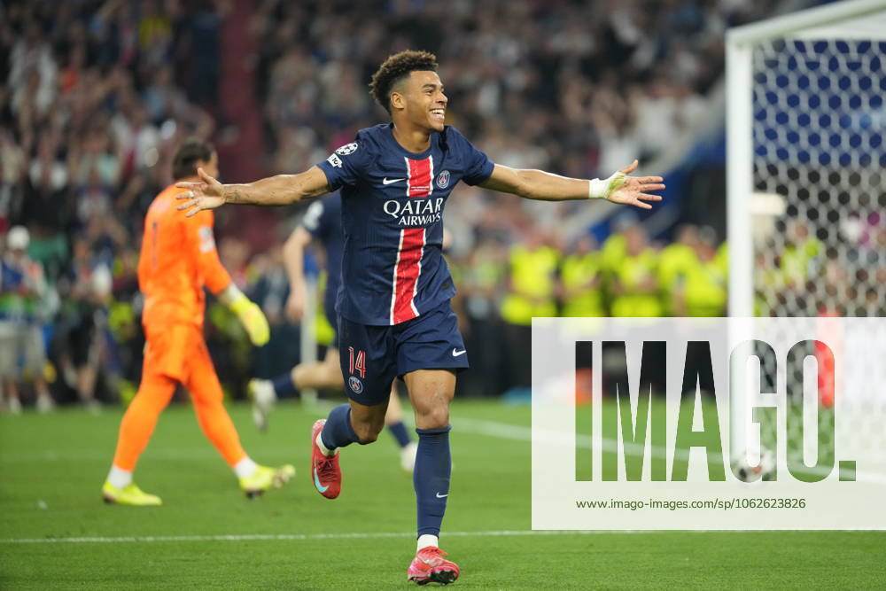2025 UEFA Champions League Final: Paris Saint-Germain F.C. vs. FC Internazionale Milano Desire Doue of Paris Saint-Germain F.C. scores his second goal of the evening and celebrates during the 2025 UEFA Champions League Final: Paris Saint-Germain F.C. vs. FC Internazionale Milano on 31 May 2025, at Munich Football Arena, in Munich, Germany Munich Munich Football Arena Germany