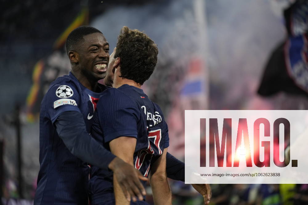 2025 UEFA Champions League Final: Paris Saint-Germain F.C. vs. FC Internazionale Milano Desire Doue of Paris Saint-Germain F.C. scores his second goal of the evening and celebrates with his teammates during the 2025 UEFA Champions League Final: Paris Saint-Germain F.C. vs. FC Internazionale Milano on 31 May 2025, at Munich Football Arena, in Munich, Germany Munich Munich Football Arena Germany