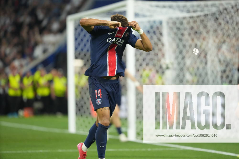 2025 UEFA Champions League Final: Paris Saint-Germain F.C. vs. FC Internazionale Milano Desire Doue of Paris Saint-Germain F.C. scores his second goal of the evening and celebrates during the 2025 UEFA Champions League Final: Paris Saint-Germain F.C. vs. FC Internazionale Milano on 31 May 2025, at Munich Football Arena, in Munich, Germany Munich Munich Football Arena Germany