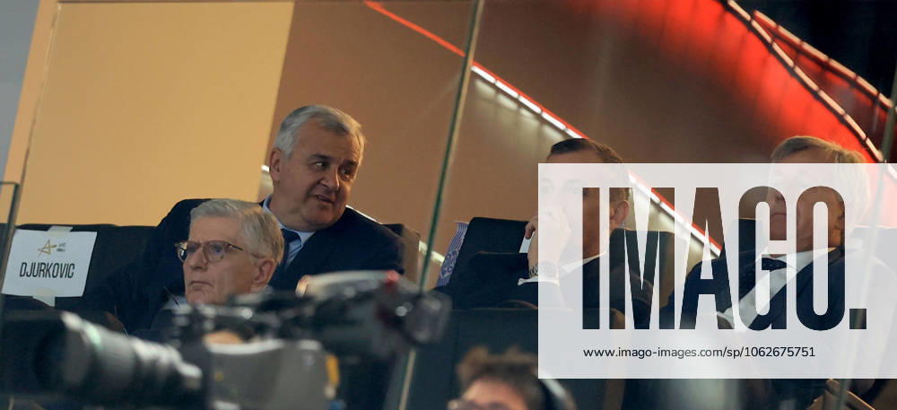 Budapest(Hungary) Győri Gyori Audi ETO KC-Odense Handbold final EHF Champions League Women s handball Final 4 Bozidar Djurkovic(2L) president RSS(Serbian HF),Predrag Boskovic(C-3L) EHF vice president and ex Montenegro politician in government of Milo Djukanovic, Michael Wiederer(r) EHF president. Franjo Bobinac(L) :