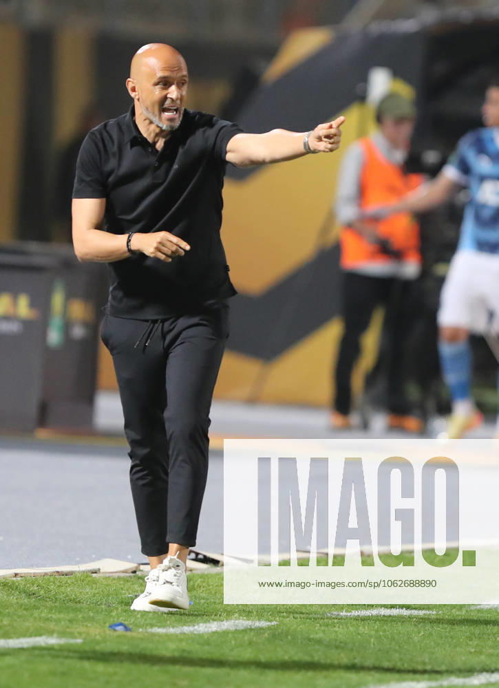 CAF Champions League - Final - second Leg - Pyramids vs Mamelodi Sundowns Mamelodi Sundowns coach Miguel Cardoso reacts during the CAF Champions League final second-leg soccer match between Pyramids and Mamelodi Sundowns at the Air Defense Stadium in Cairo, Egypt., on June 01 2025. Cairo Egypt