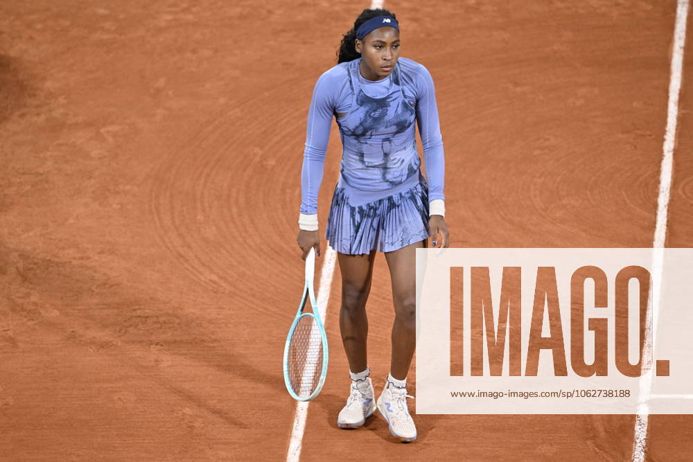 2025 Roland-Garros - Day 11 PARIS, FRANCE - JUNE 04: Coco Gauff of US gestures as she competes against Madison Keys (not seen) of US during quarter-final women s singles match on day 11 of the French Open tennis tournament on Court Philippe-Chatrier at the Roland-Garros in Paris on June 04, 2025. Burak Akbulut Anadolu Paris France. Editorial use only. Please get in touch for any other usage.