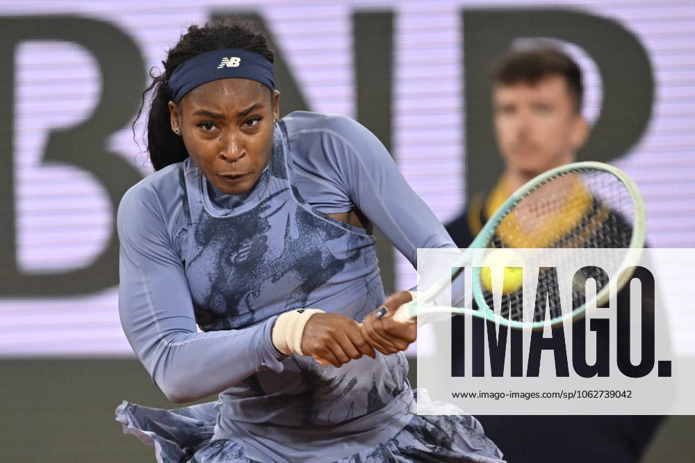 2025 Roland-Garros - Day 11 PARIS, FRANCE - JUNE 04: Coco Gauff of US competes against Madison Keys (not seen) of US during quarter-final women s singles match on day 11 of the French Open tennis tournament on Court Philippe-Chatrier at the Roland-Garros in Paris on June 04, 2025. Burak Akbulut Anadolu Paris France. Editorial use only. Please get in touch for any other usage.