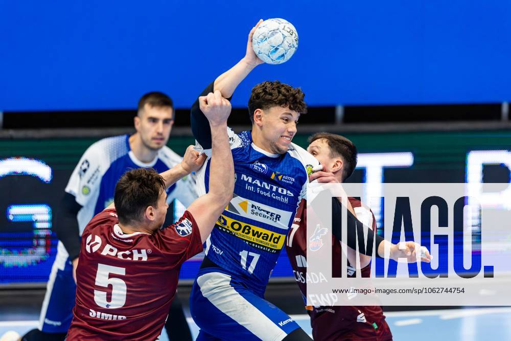 GER, Handball, Men, Season 24 25, 1 Daikin Handball Bundesliga, 33 Matchday, ThSV Eisenach 1 VfL Potsdam Josip Simic 1 VfL Potsdam Jannek Klein 1 VfL Potsdam Marko Grgic ThSV Eisenach,17 99817 Eisenach Werner Assmann Halle Am Sportp Thueringen Germany