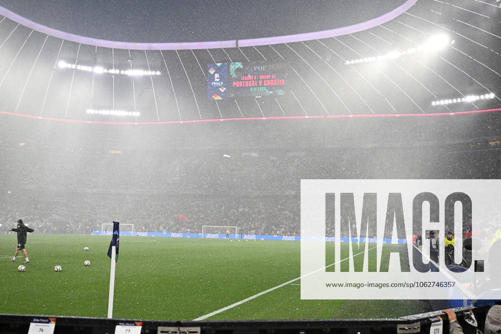 Football UEFA Nations League 1 2 Final, Germany Portugal v l hailstorm over the stadium Muenchen