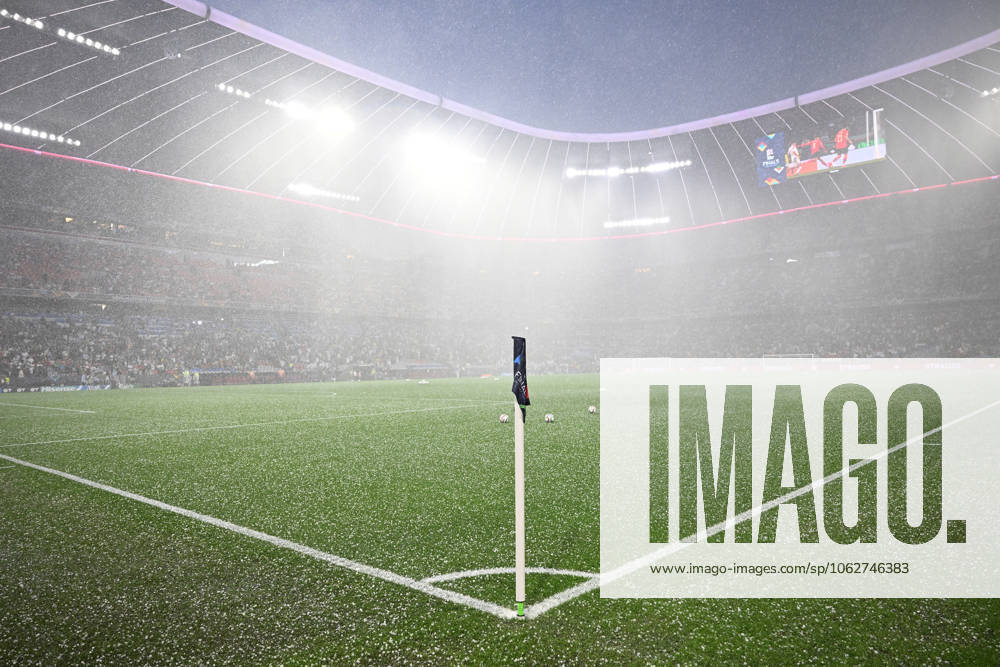 Football UEFA Nations League 1 2 Final, Germany Portugal v l hailstorm over the stadium Muenchen