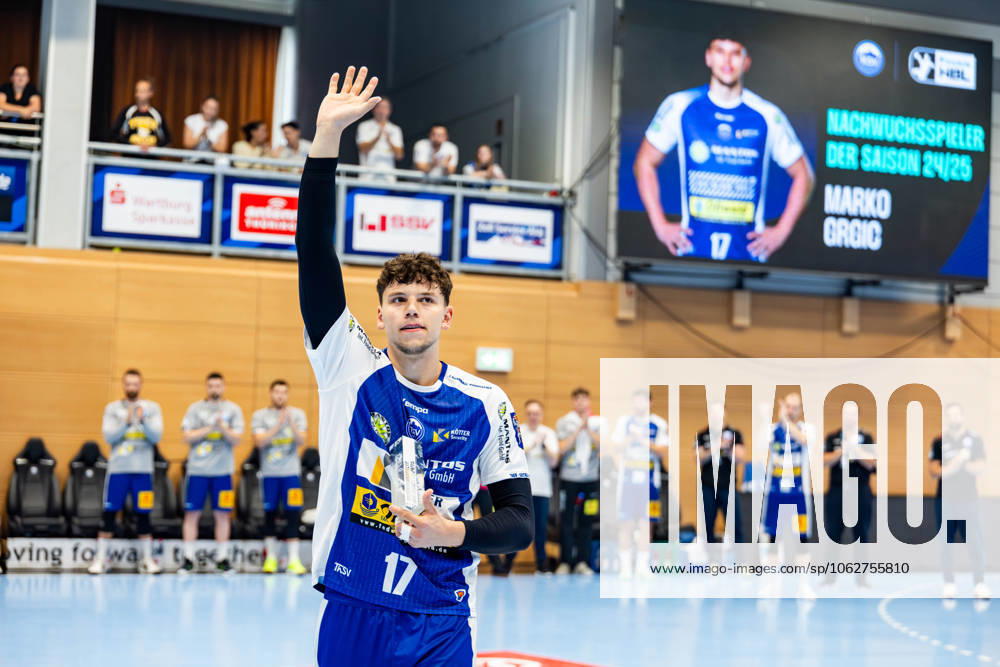 GER, Handball, Men, Season 24 25, 1 Daikin Handball Bundesliga, 33 Matchday, ThSV Eisenach 1 VfL Potsdam Marko Grgic ThSV Eisenach,17 Young players of the 2024 25 season in the DAIKIN HBL 99817 Eisenach Werner Assmann Halle Am Sportp Thueringen Germany