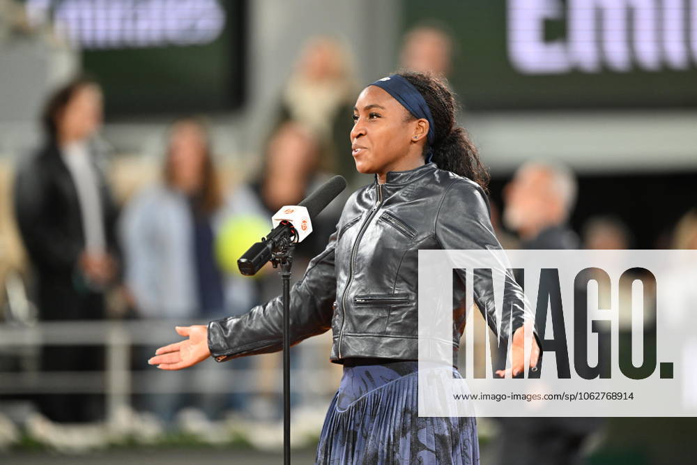 2025 Roland-Garros - Day 12 PARIS, FRANCE - JUNE 05: Coco Gauff of the United States celebrates winning match against Lois Boisson of France during the Women s Singles Semifinal match on Day Twelve of the 2025 French Open at Roland Garros on June 05, 2025 in Paris, France. Mustafa Yalcin Anadolu Paris France. Editorial use only. Please get in touch for any other usage.