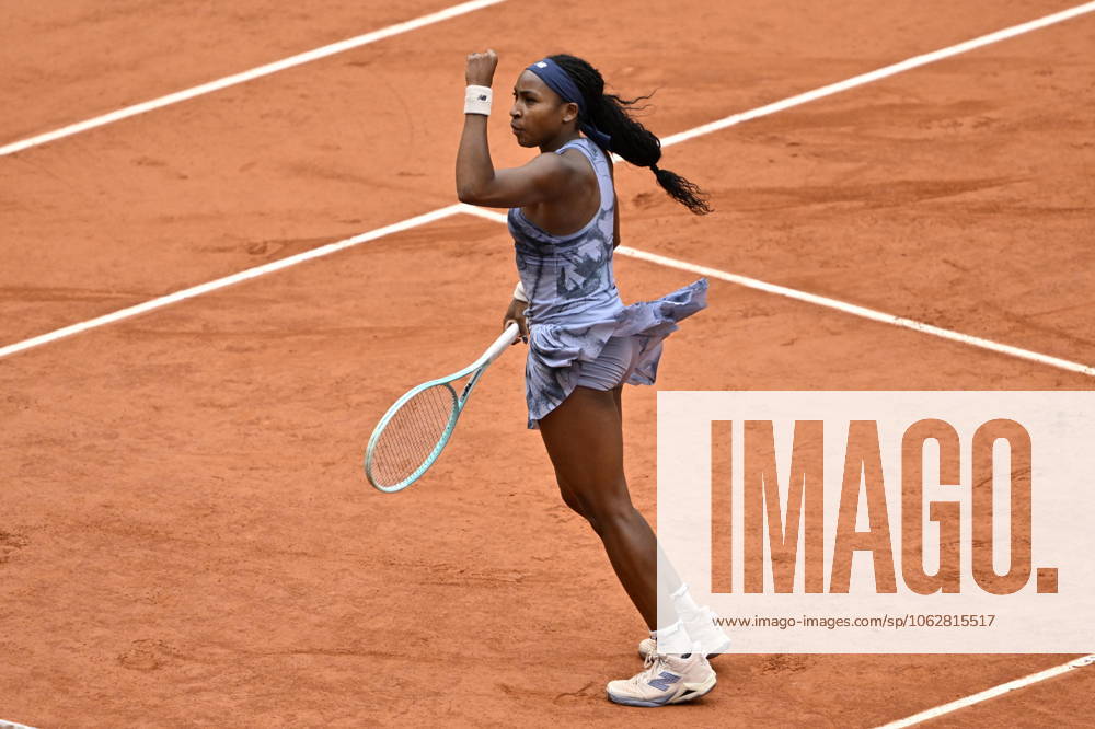 2025 Roland-Garros - Day 14 PARIS, FRANCE - JUNE 7: Coco Gauff of US against Aryna Sabalenka (not seen) during the Women s Singles final match on Day 14 of the 2025 French Open at Court Philippe-Chatrier in Paris, France on June 7, 2025. Burak Akbulut Anadolu Paris France. Editorial use only. Please get in touch for any other usage.