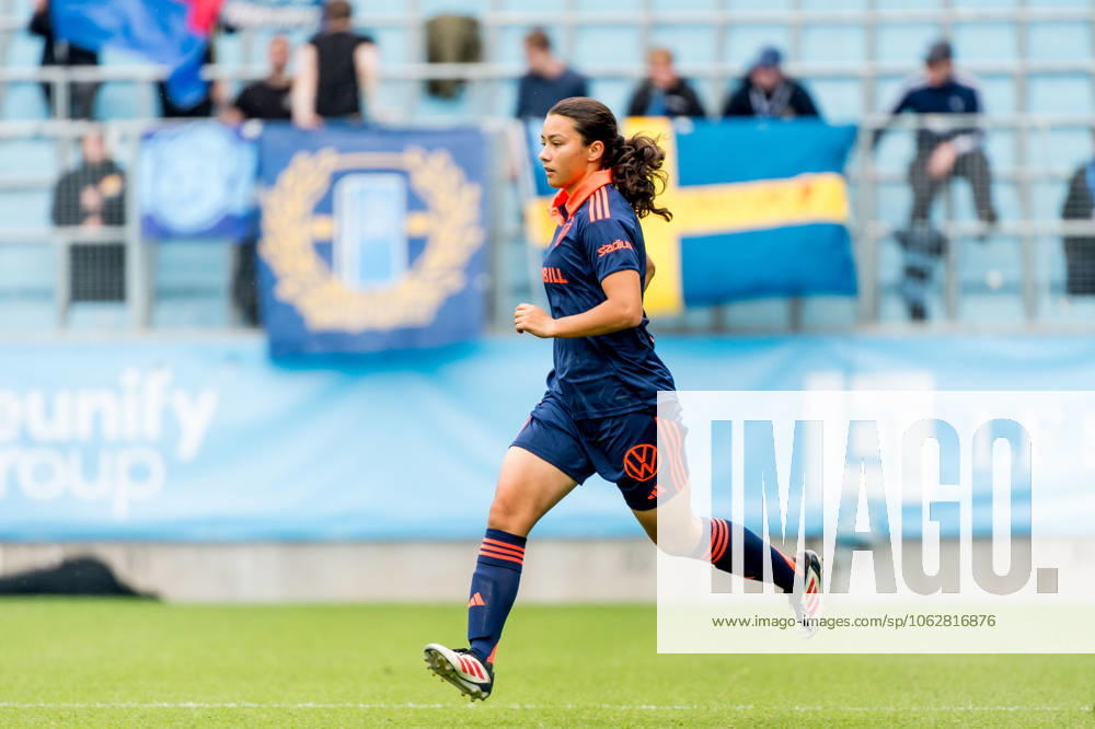 Djurgardens Annika Svensson during the football match in Damallsvenskan between Malmö FF and Djurgarden on June 7, 2025 in Malmö