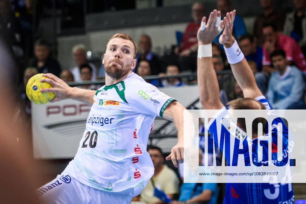 William Bogojevic SC DHfK Leipzig, 20 vs Kai Haefner TVB Stuttgart, 34 GER, TVB Stuttgart SC DHfK Leipzig, DAIKIN HBL, Handball, Bundesliga, 34 Matchday, Season 2024 2025, 08 06 2025 GER, TVB Stuttgart SC DHfK Leipzig, DAIKIN HBL, Handball, Bundesliga, 34 Matchday, Season 2024 2025, 08 06 2025 Stuttgart