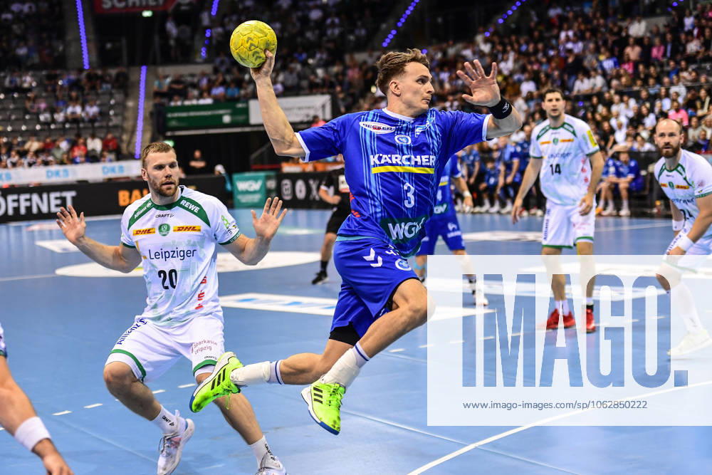 TVB Stuttgart SC DHfK Leipzig Stuttgart, 08 06 2025 Max Haefner Stuttgart 3 throws Stuttgart, 08 06 2025 34 Matchday of the Handball Bundesliga, TVB Stuttgart SC DHfK Leipzig, Porsche Arena, Stuttgart