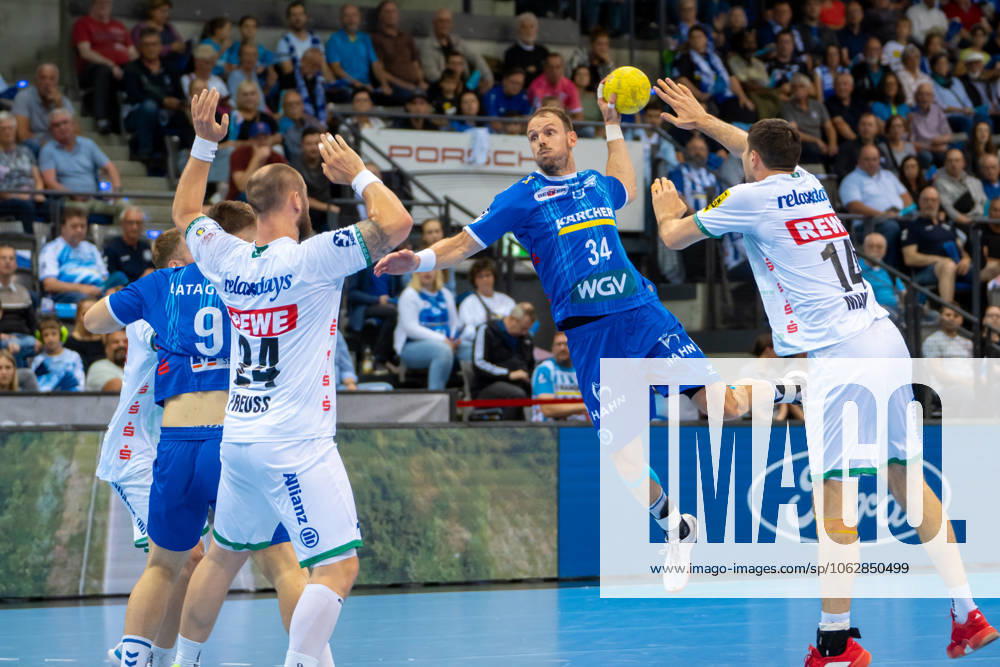 Handball I Men I Season 2024 2025 I Bundesliga I 34 Matchday I TVB Stuttgart SC DHfK Leipzig I 08 06 2025 Kai Häfner 34, TVB Stuttgart im Wurf Stuttgart Porsche Arena Baden Württemberg Germany